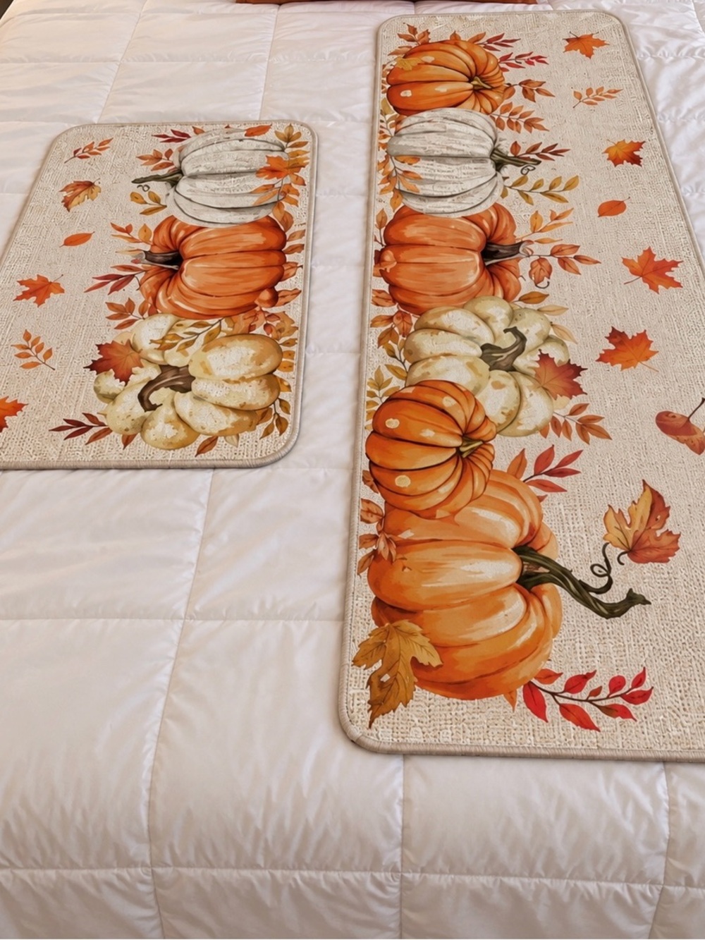 Autumn Harvest Pumpkin Bath Mat Set - Orange